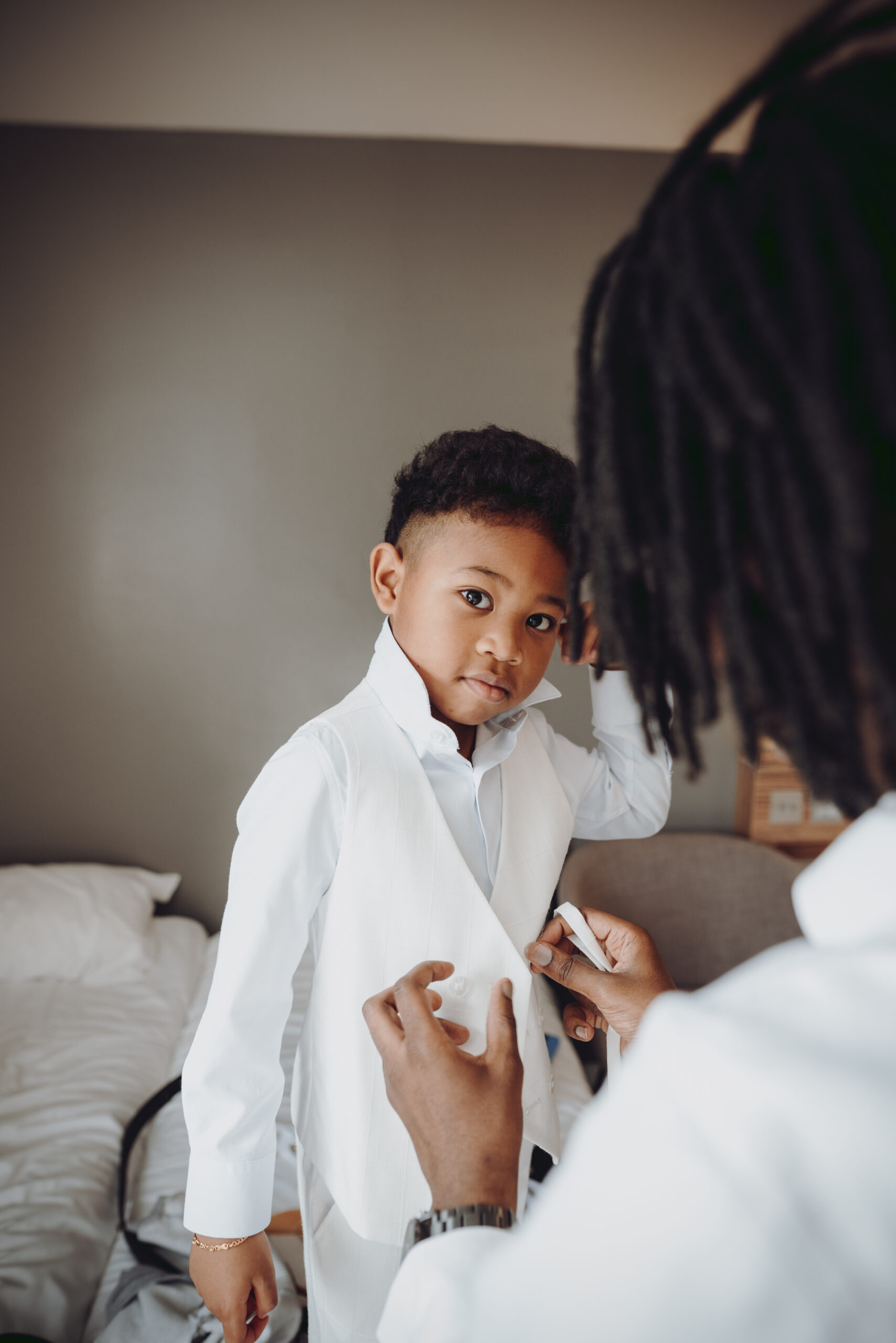 A little boy getting ready for his wedding. (listing)
