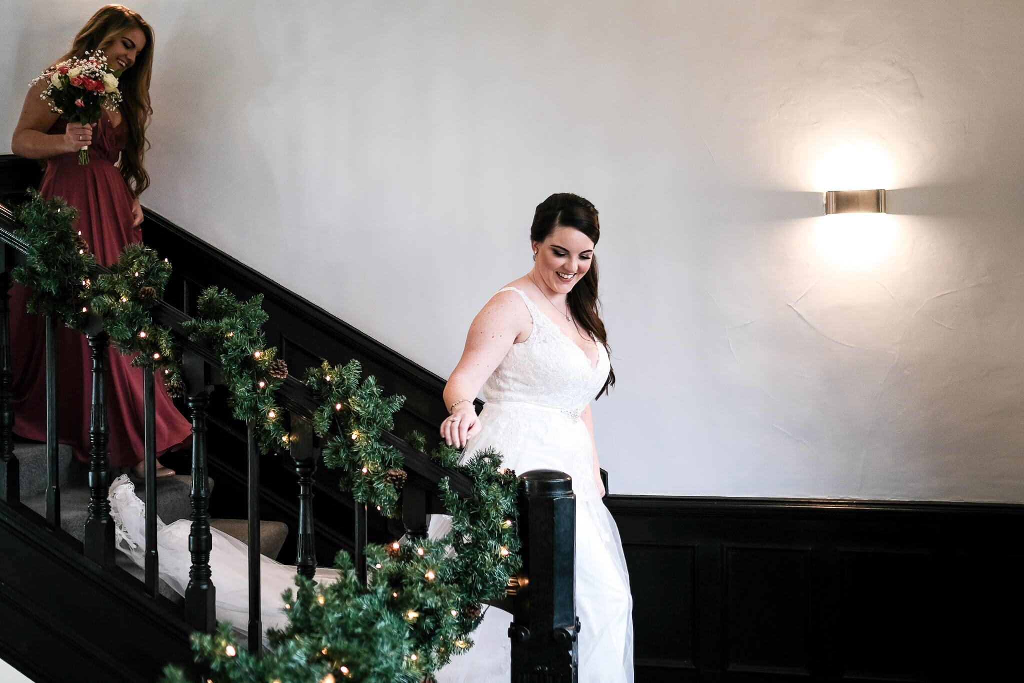 bride-stairs-swynford-manor-six-mile-bottom-wedding (listing)